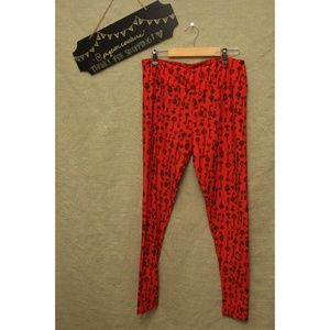 Lularoe TC red & black key leggings Unicorn BNWOT